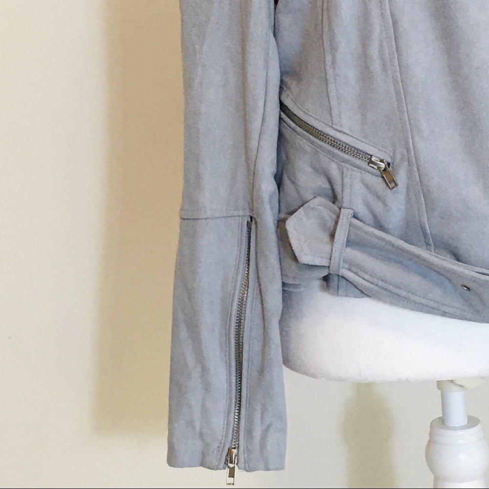 Lysse Womens Cory Faux Suede Moto Jacket Light Blue Asymmetric Zip size Medium - Picture 8 of 15